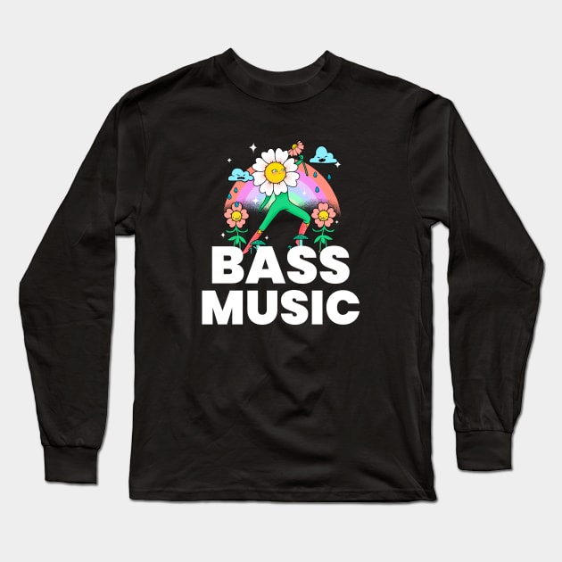 BASS MUSIC - flower Long Sleeve T-Shirt by DISCOTHREADZ 